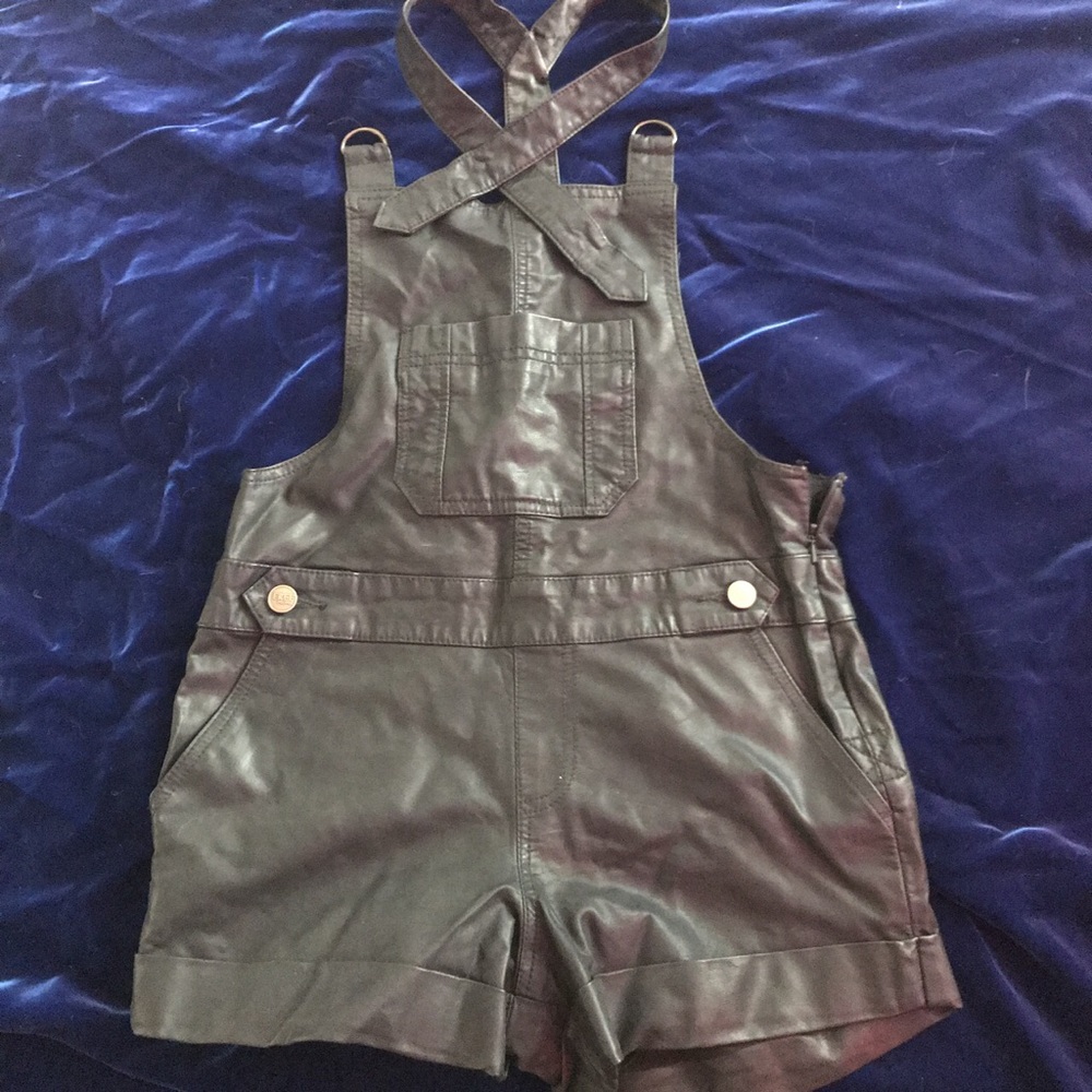 Faux leather short overalls from people size 0